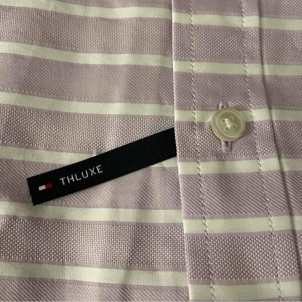 Tommy Hilfiger NEW Men’s Pastel Purple and Cream Striped Shirt 👔 Size: Small - Picture 2 of 8